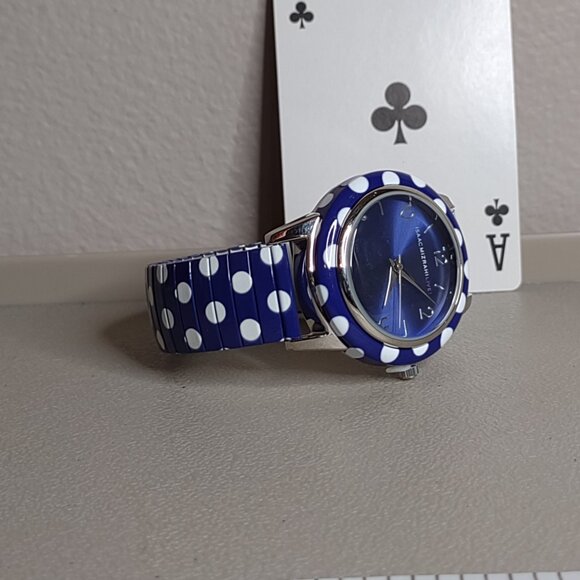 Untested Blue With White Polka Dots Stretch Watch With Blue Dial - Picture 7 of 7